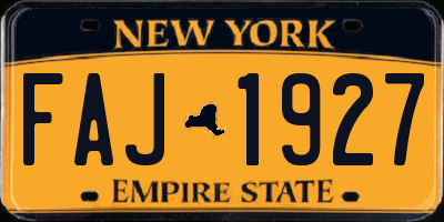 NY license plate FAJ1927