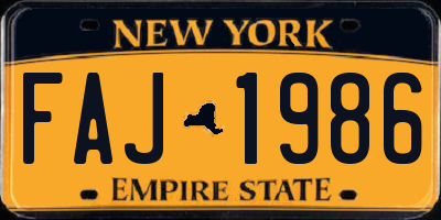 NY license plate FAJ1986