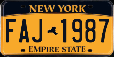 NY license plate FAJ1987