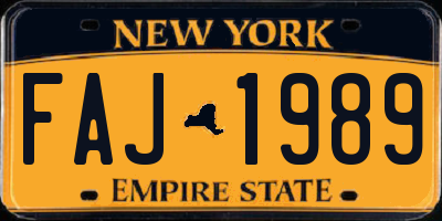 NY license plate FAJ1989