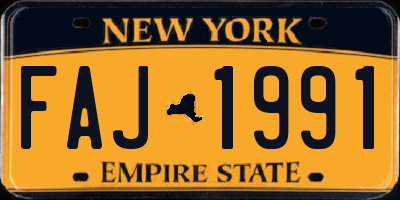 NY license plate FAJ1991
