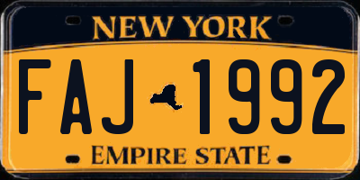 NY license plate FAJ1992