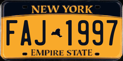 NY license plate FAJ1997