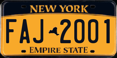 NY license plate FAJ2001