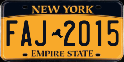 NY license plate FAJ2015