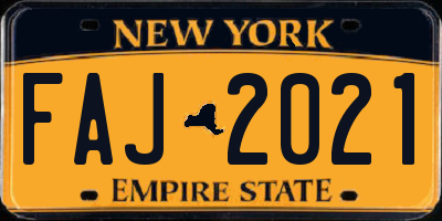 NY license plate FAJ2021