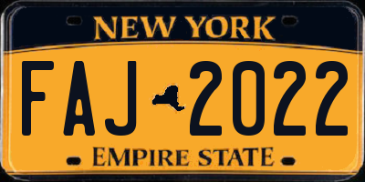 NY license plate FAJ2022