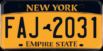 NY license plate FAJ2031