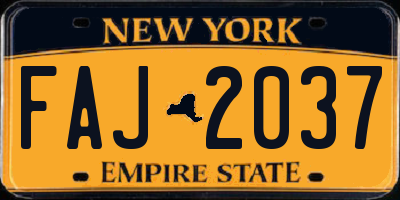 NY license plate FAJ2037