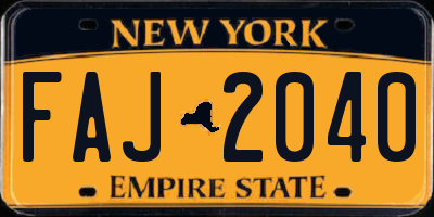 NY license plate FAJ2040