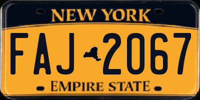 NY license plate FAJ2067