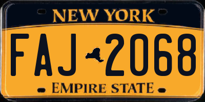 NY license plate FAJ2068
