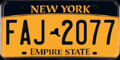 NY license plate FAJ2077