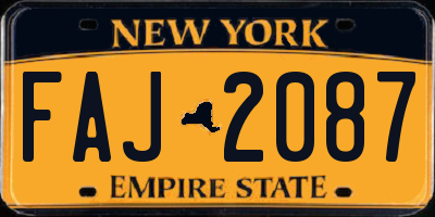NY license plate FAJ2087