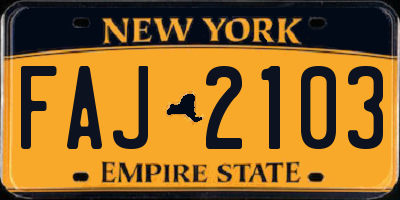 NY license plate FAJ2103