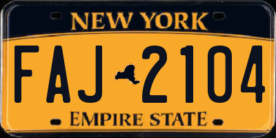 NY license plate FAJ2104