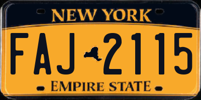 NY license plate FAJ2115