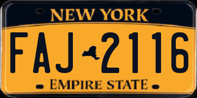 NY license plate FAJ2116
