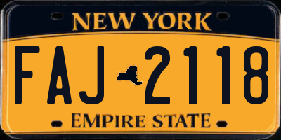 NY license plate FAJ2118