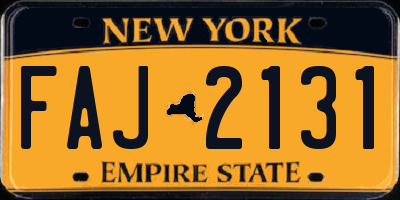 NY license plate FAJ2131