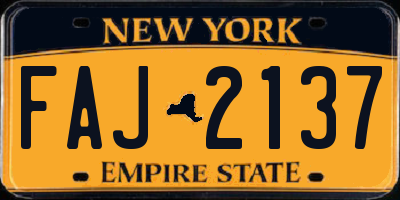 NY license plate FAJ2137