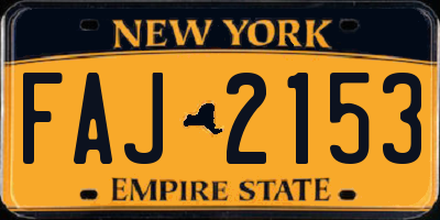 NY license plate FAJ2153