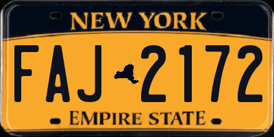 NY license plate FAJ2172