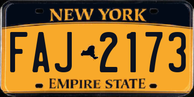 NY license plate FAJ2173