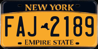 NY license plate FAJ2189