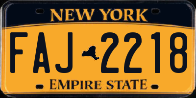 NY license plate FAJ2218
