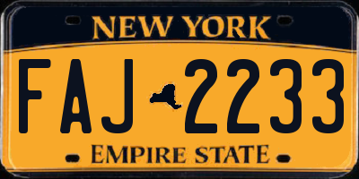 NY license plate FAJ2233