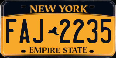 NY license plate FAJ2235