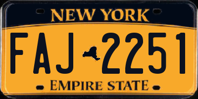 NY license plate FAJ2251