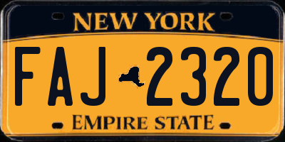 NY license plate FAJ2320