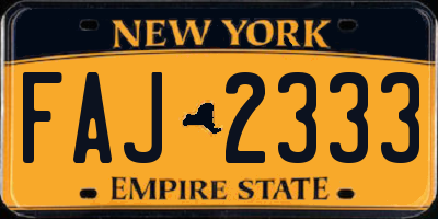 NY license plate FAJ2333