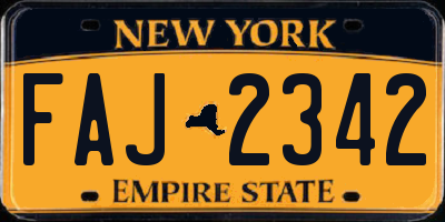 NY license plate FAJ2342