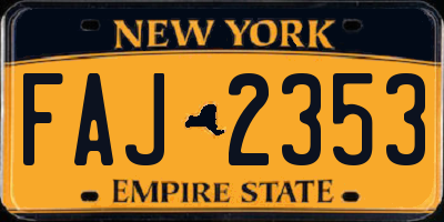 NY license plate FAJ2353