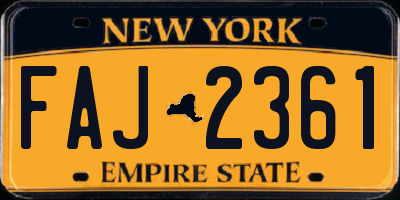 NY license plate FAJ2361