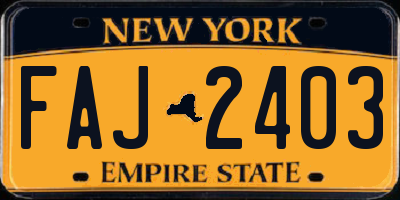 NY license plate FAJ2403