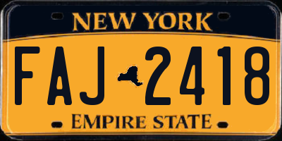NY license plate FAJ2418