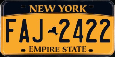 NY license plate FAJ2422