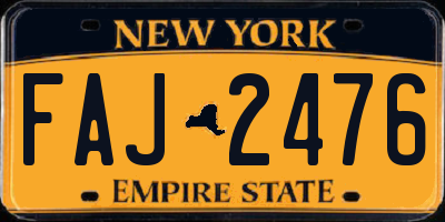 NY license plate FAJ2476