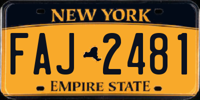 NY license plate FAJ2481