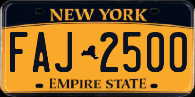 NY license plate FAJ2500