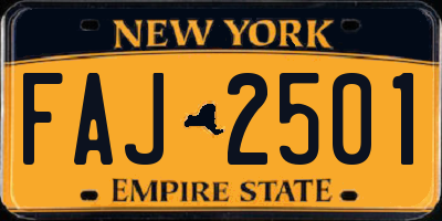 NY license plate FAJ2501