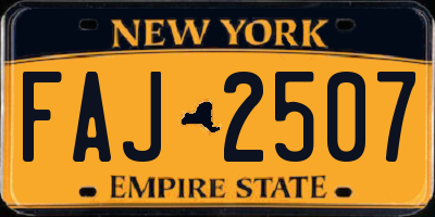 NY license plate FAJ2507