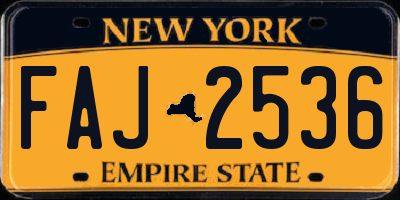 NY license plate FAJ2536