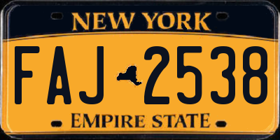 NY license plate FAJ2538