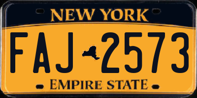 NY license plate FAJ2573