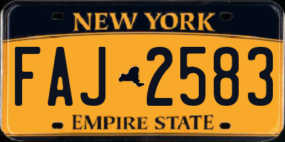NY license plate FAJ2583